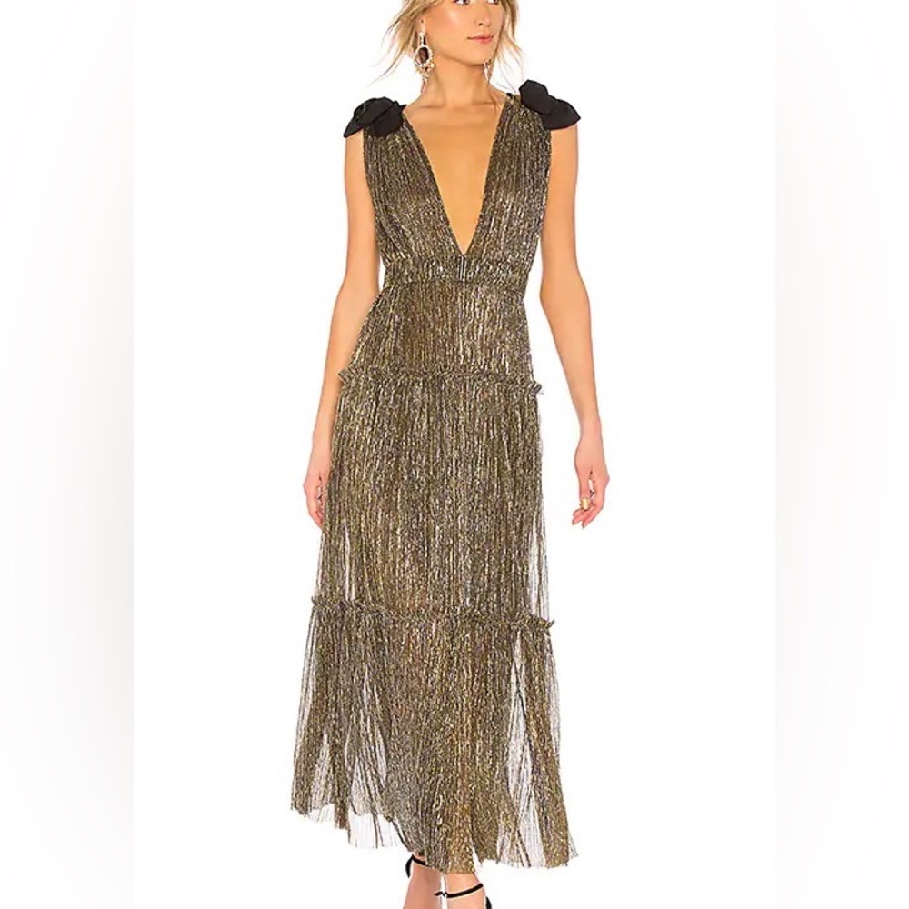 Sabina Musayev size large Ray maxi dress in metallic bronze